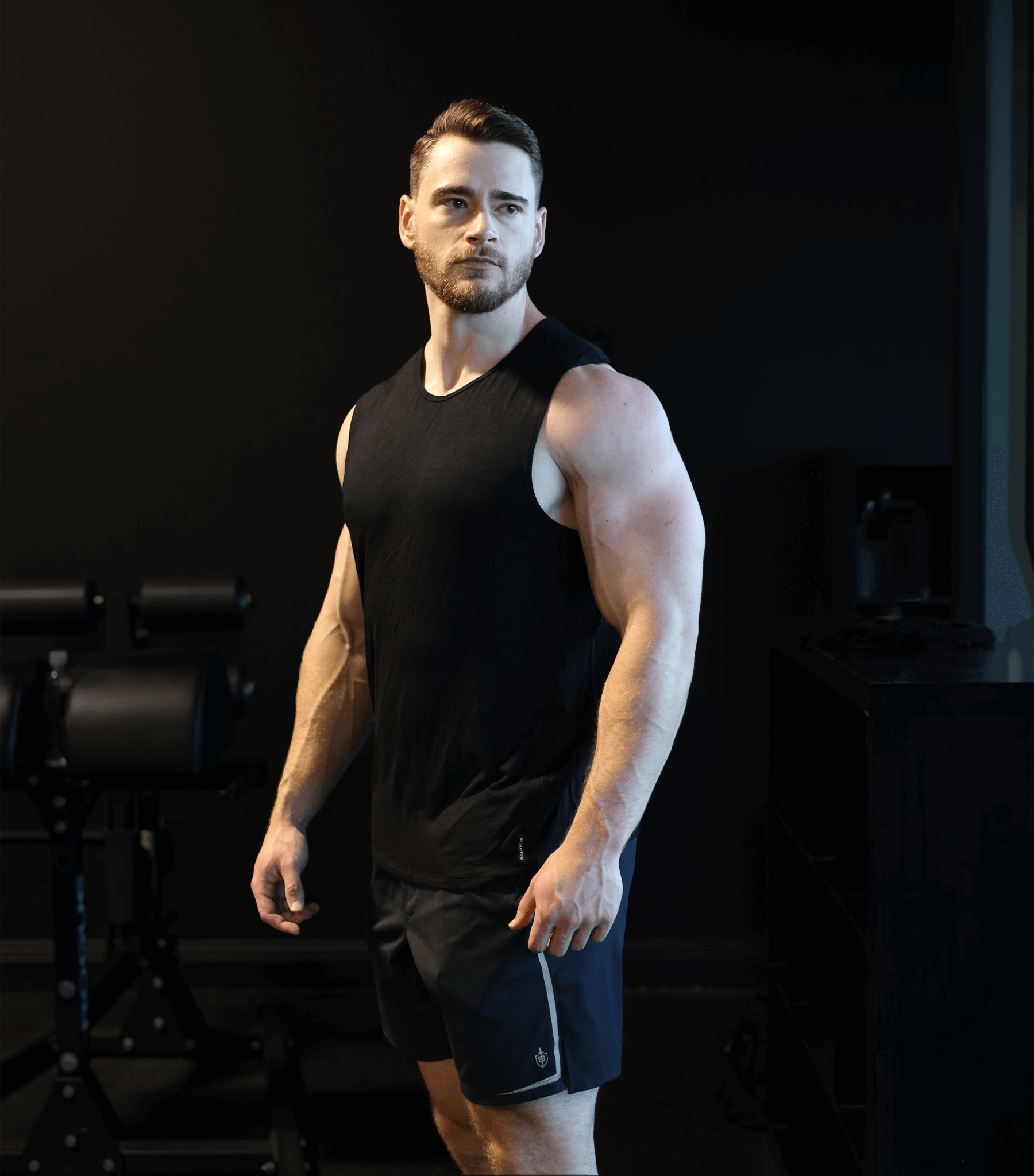 Bamtech Bamboo Aerotech Tank - A black tank top made from sustainable bamboo fabric, featuring a sleek and comfortable design. The tank offers breathability and moisture-wicking properties for optimal performance during workouts. The bamboo fabric provide