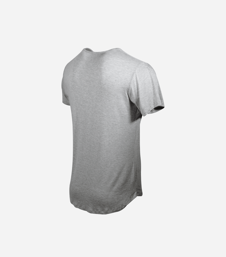 Heather Grey Men's Bamboo Swift Curve Hem Tee - Stylish and Versatile T-Shirt" - Elevate your casual wardrobe with this black men's bamboo swift curve hem tee. The modern curved hemline adds a unique touch to this classic t-shirt, creating a stylish and contemporary look. Crafted from soft and sustainable bamboo fabric, this tee offers a comfortable and breathable fit. Whether you're heading to the gym or meeting friends, this black tee is a versatile and fashionable choice.